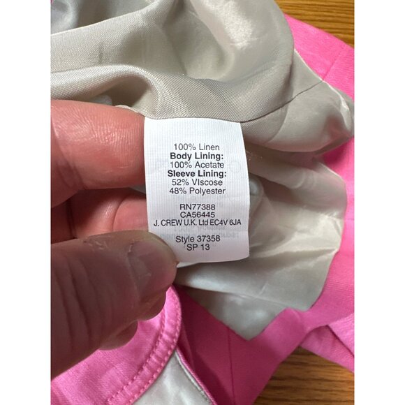 J. Crew Schoolboy Long Sleeve 2 Button Pink Linen Womens Blazer Size 2 - Picture 8 of 10